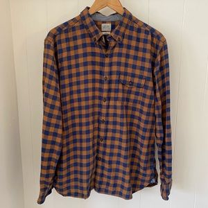 Lucky Brand Flannel Shirt - Blue & Brown Gingham Plaid - Sz L